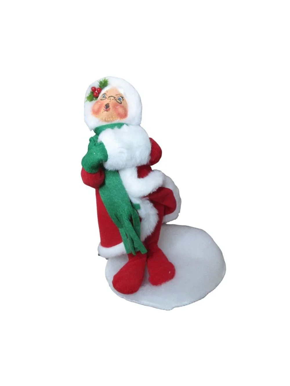 Annalee Doll Caroling Mrs. Claus & White Fur Muff Open Eyes #521589 Vintage 1989